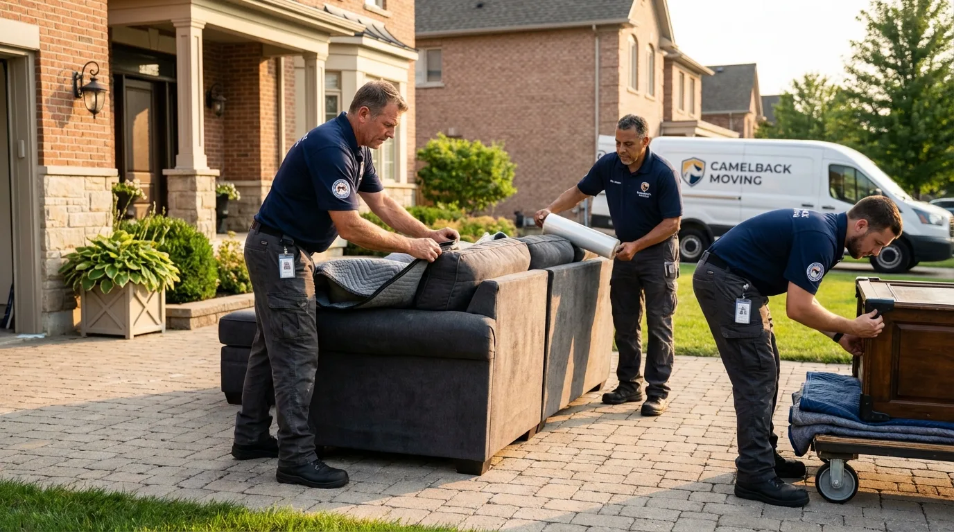 Large estate moving crew wrapping furniture in Walnutport, PA